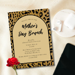 Convites Brunch Moderno do Dia das Mães com Estampa de Leop