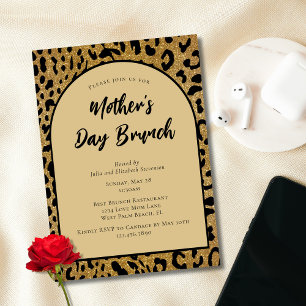 Convites Brunch Moderno do Dia das Mães com Estampa de Leop