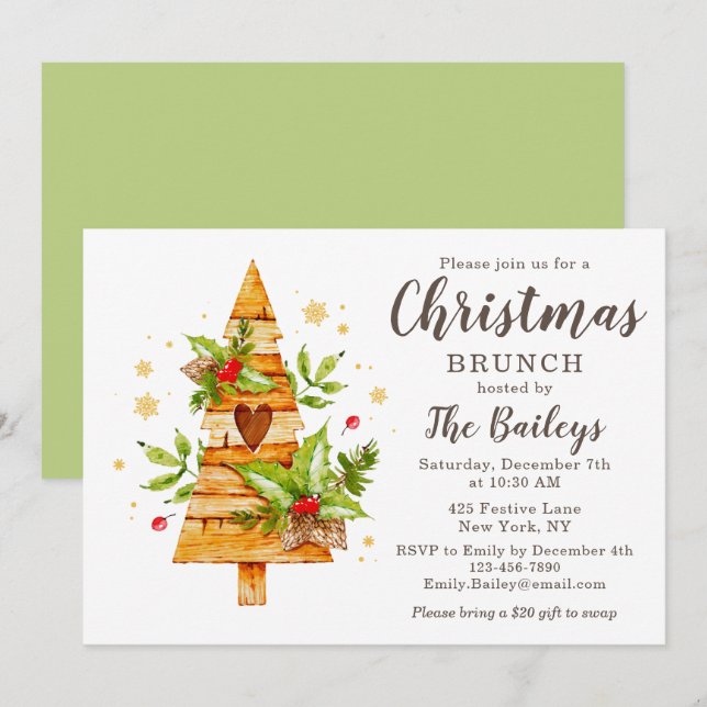 Convites Brunch Natal Festivo Russo (Frente/Verso)