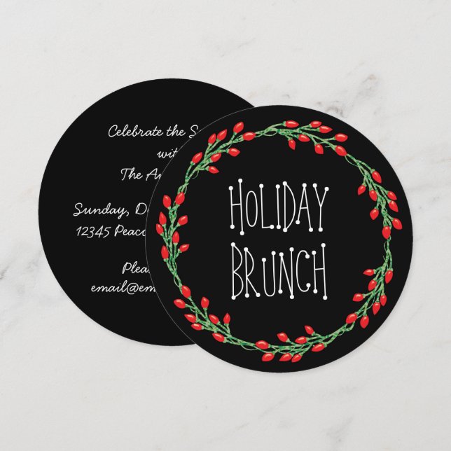 Convites Brunch Natal Wreath (Frente/Verso)