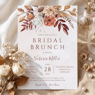 Convites Brunch Nupcial Floral Boho Outono Folhagem
