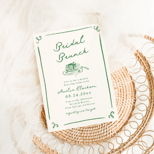 Convites Brunch Nupcial Verde Desenhado à Mão Caprichoso