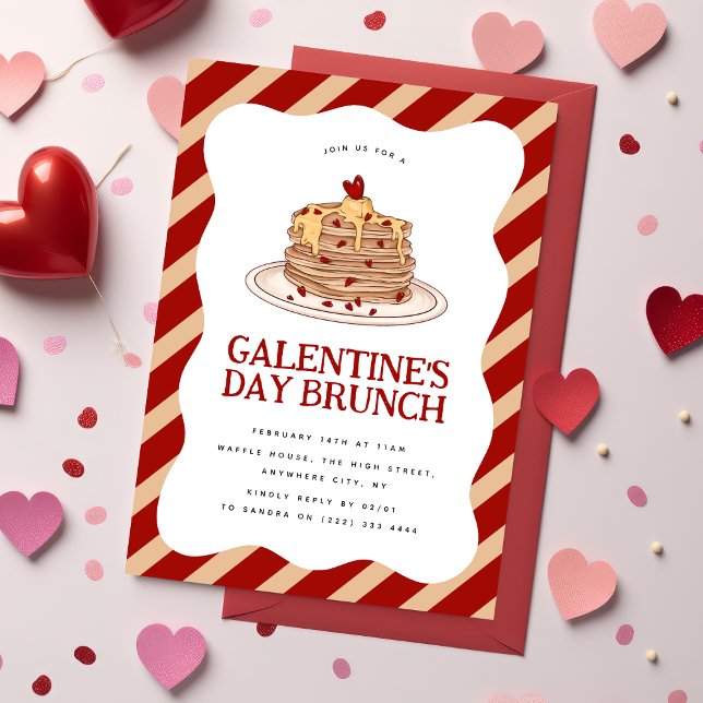 Convites Brunch Pancake de Galentine Divertido (Criador carregado)