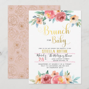 Convites Brunch para bebê - Flores de primavera