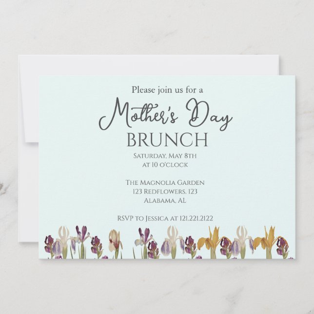 Convites Brunch Personalizado no Dia das Mães | tema floral (Frente)