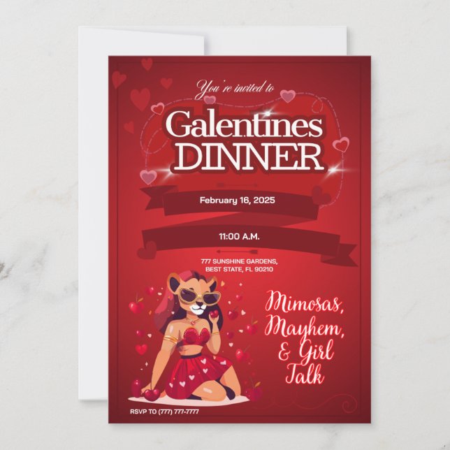 Convites Brunch personalizável da Galentine (Frente)