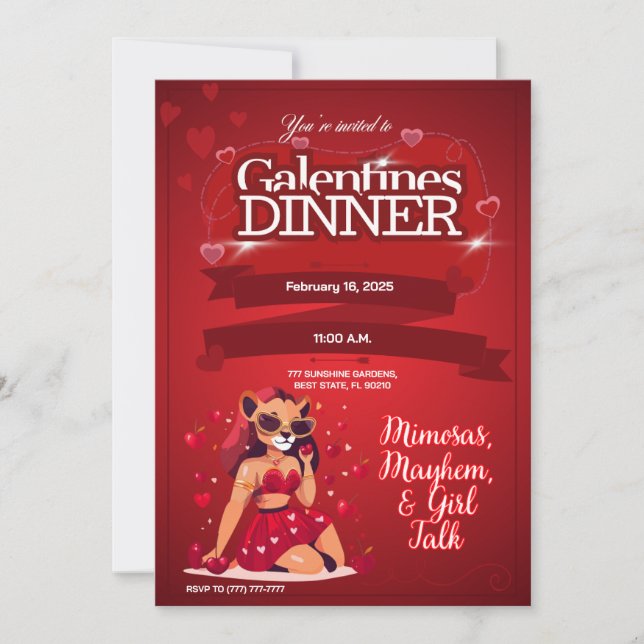 Convites Brunch personalizável da Galentine (Frente)