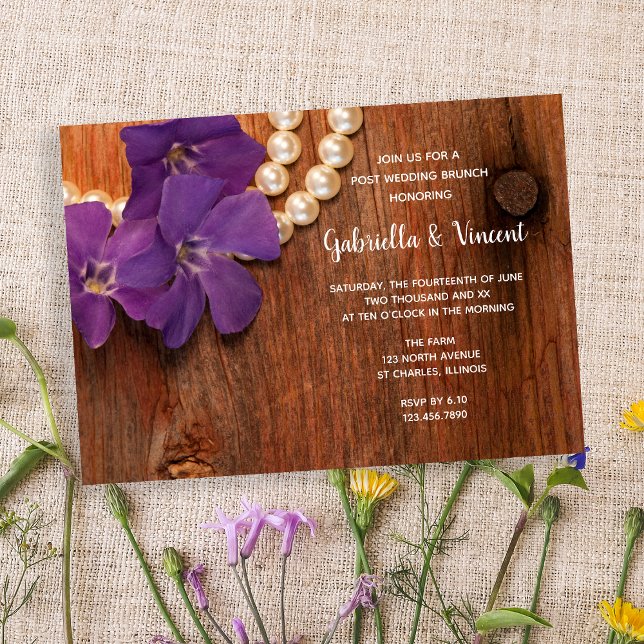 Convites Brunch Pós-Casamento em Madeira de Celeiro Roxo Pe (Criador carregado)