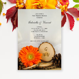 Convites Brunch Pós-Casamento Rustic Orange Daisy Woods