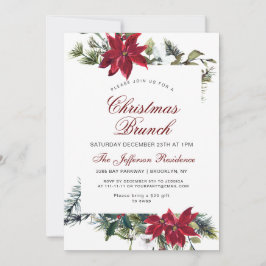 Convites Brunch Red Poinsettia Floral Watercolor