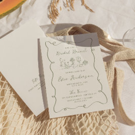 Convites Brunch Sage Bridal Desenhado à Mão