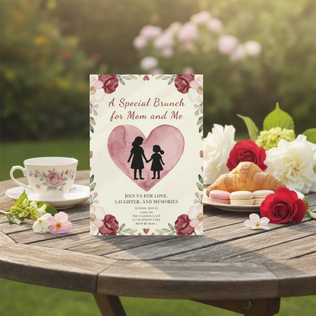 Convites Brunch Sentimental em Forma de Coração para Mãe e  (Criador carregado)