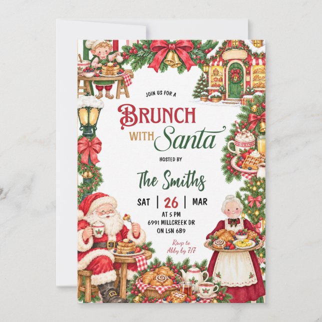 Convites Brunch Temático de Natal com Papai Noel Brunch de  (Frente)