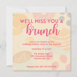 Convites Brunch-Themed Indo Fora de Despedida