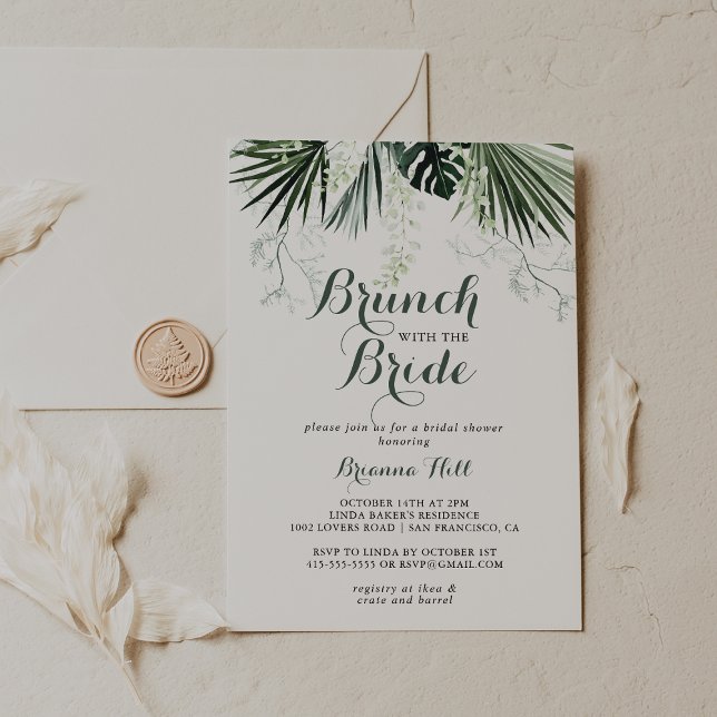 Convites Brunch Tropical Greenery com o Chá Bride (Criador carregado)