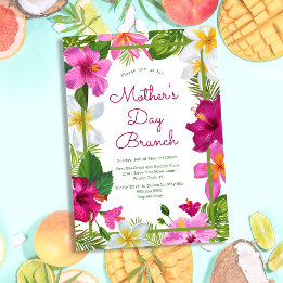 Convites Brunch Vibrante de Floral Tropical Brilhante no Di