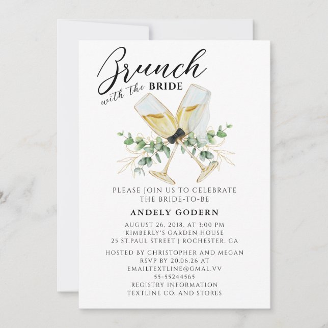 Convites Brunch With the Bride Invitation (Frente)