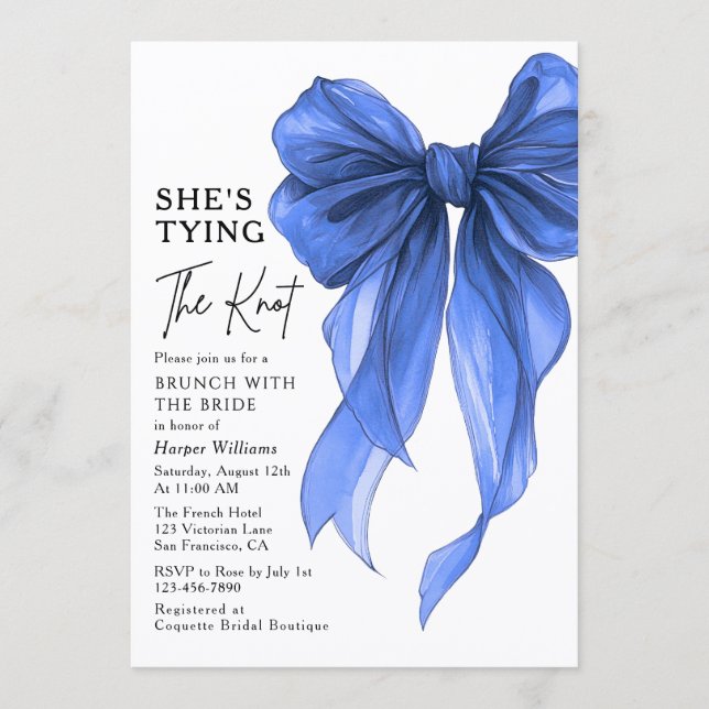 Convites Brunch With The Bride She's Tying The Knot Bow (Frente)