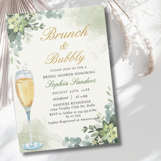 Convites Brunch y Bubbly Glass of Champange Bridal Shower (Criador carregado)