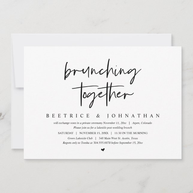 Convites Brunching Junta, Elopement Brunch (Frente)