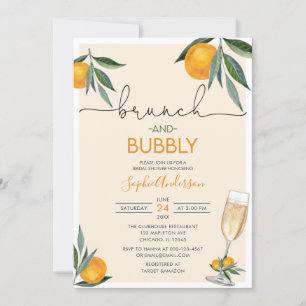 Convites Brunei Bridal do Flor Laranja e Bubbles Mimosa