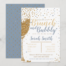 Convites Brunei e Bubble dourado brilhante azul-poeirento