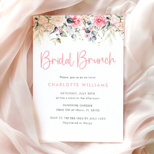 Convites Brunei Floral Cor-de-Rosa Esbranquiçada