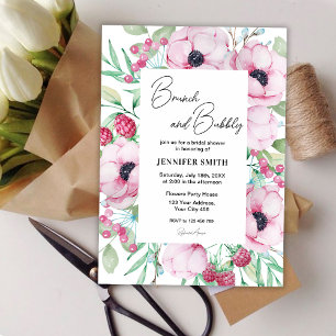 Convites Brunei Floral Rosa e Chá de panela Borracha