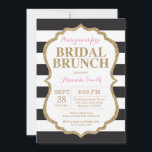 Convites Brunei Preto-Rosa e Dourado<br><div class="desc">Convite Bridal Dourada e Rosa Negra. Dourada Glitter. Black and White Stripes. Para mais personalização,  clique no botão "Personalizar" e use nossa ferramenta de design para modificar este modelo.</div>