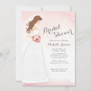 Convites Brunette Bride em Chá de panela de vestir