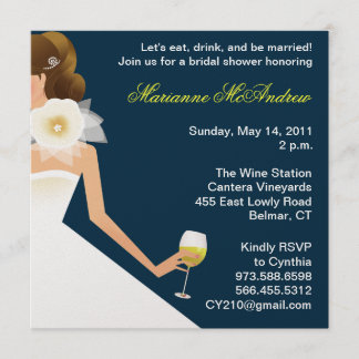 Convites Brunette nupcial do vinho no marinho
