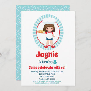 Convites Brunette Pizza Party Girthday