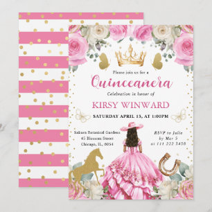 Convites Brunette Western Princess Quinceanera