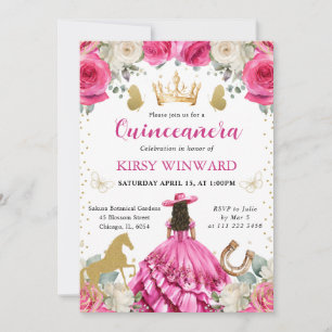 Convites Brunette Western Princess Quinceanera