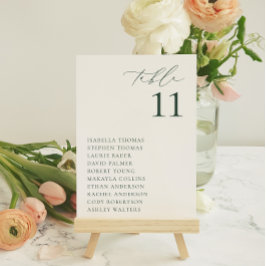 Convites BRUNSWICK Green Seating Table Number Card