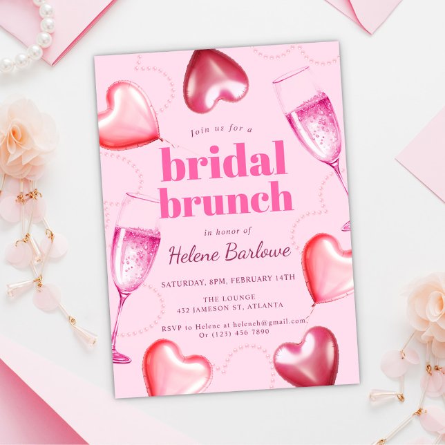 Convites Brunt Bridal, Cinza Rosa, Moderno, Elegante (Modern Elegant Pink Cute Girly Bridal Brunch Invitation)