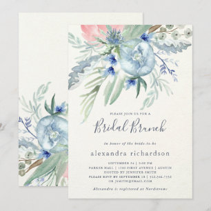 Convites Brunt Bridal de Peony Azul e Rosa