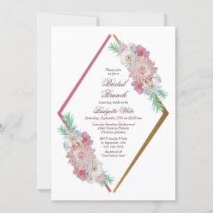 Convites Brunt De Brida Floral Geométrica Rosa Esbranquiç