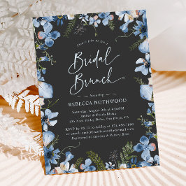 Convites Brunt Floral Bridal Azul, Cinza Moderna Boho