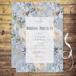 Convites Brunt Romântico Russo Floral Azul e Branco<br><div class="desc">Este design apresenta um belo padrão floral rústico,  azul e branco,  de periwinkle,  em um fundo empoeirado de azul-piscadela. O texto é exibido em uma área de texto transparente e branca suave. As costas continuam o padrão floral. Romântico e elegante. Criado pela imprensa simplesmente de farmácia.</div>