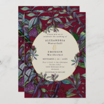 Brurgundy Watercolor, folha de ouro floral, casame