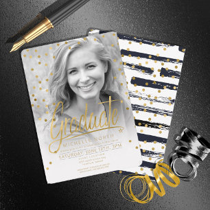 Convites Brush Strokes & Confetti Black ID511