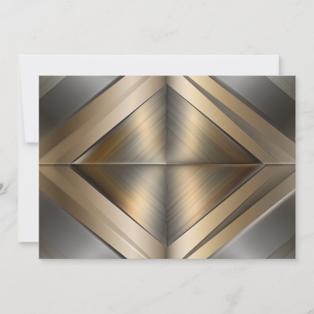 Convites Brushed Metallic Geometric Diamond Pattern (Frente)
