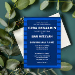 Convites Brushstrokes Gira Bar Personalizado Azul Bat Mitzv<br><div class="desc">Cartão perfeito para anunciar um morcego mitzvah, bar mitzvah ou outra celebração judaica! Mão fez abstrato com pinceladas soltas para você na frente e atrás! TOTALMENTE PERSONALIZÁVEL! Clique em "Personalizar" acima para editar o texto. Clique em "editar usando a ferramenta design" para ajustar as fontes, as cores e os posicionamentos...</div>