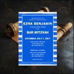 Convites Brushstrokes Gira Bar Personalizado Azul Bat Mitzv<br><div class="desc">Cartão perfeito para anunciar um morcego mitzvah, bar mitzvah ou outra celebração judaica! Mão fez abstrato com pinceladas soltas para você na frente e atrás! TOTALMENTE PERSONALIZÁVEL! Clique em "Personalizar" acima para editar o texto. Clique em "editar usando a ferramenta design" para ajustar as fontes, as cores e os posicionamentos...</div>