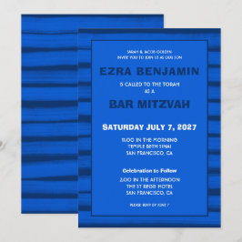Convites Brushstrokes Gira Bar Personalizado Azul Bat Mitzv