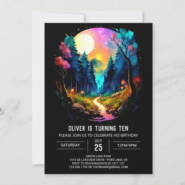 Convites Brushwood Bonita No Aniversário Da Floresta (Frente)