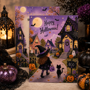 Convites Bruxa Adorável & Festa de Halloween do Gato Preto