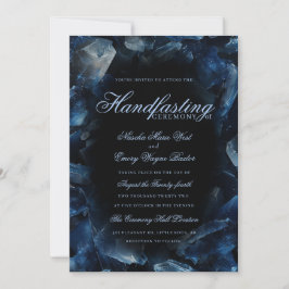Convites Bruxa Boho Azul Escuro Cristais Preto Handfasting