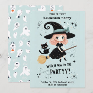 Convites bruxa bonita com festa do Halloween Pun